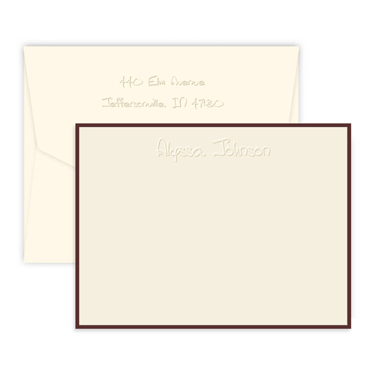 Anthony Embossed Flat Note Cards with Border Color of Your Choice